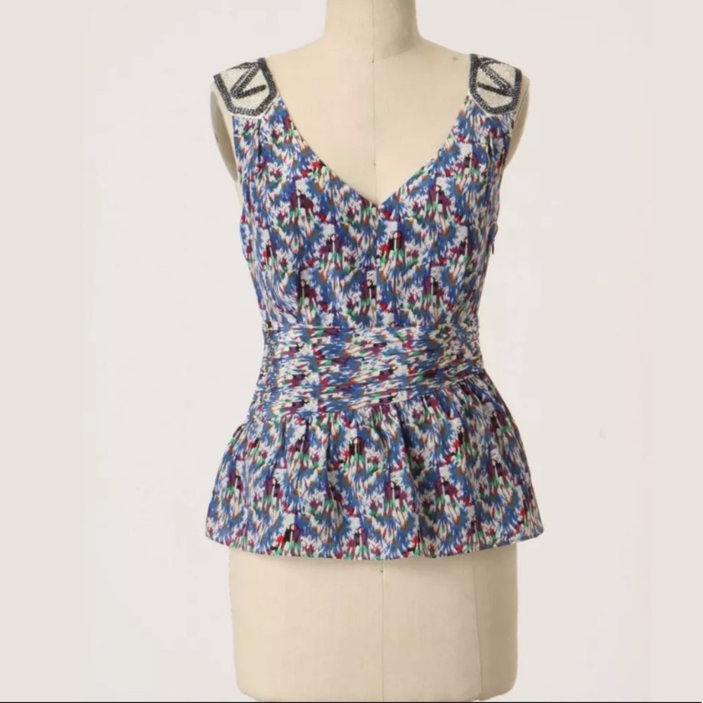 NWT Anthropologie Edme & Esyllte Silk Peplum Tank